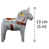 Dala Horse: Gray Swedish Dala Horse "Love Horse / Karlekshasten"  | Nils Olsson | Handcrafted in Sweden (13 cm / 5 in)