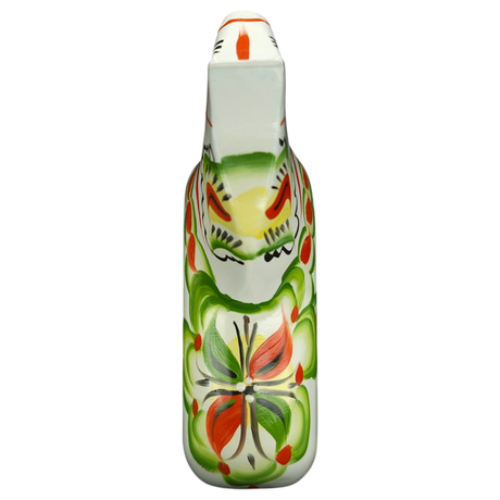 Dala Horse: White Swedish Dala Horse with Multi-Color Kurbits | Handcrafted by Nils Olsson in Sweden