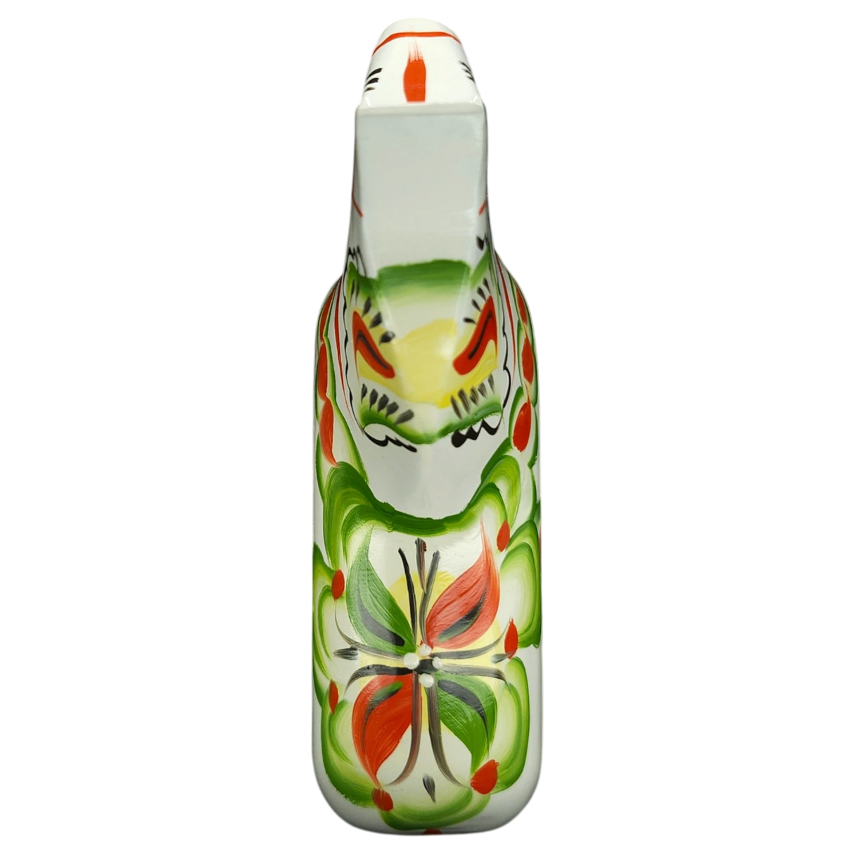 Dala Horse: White Swedish Dala Horse with Multi-Color Kurbits | Handcrafted by Nils Olsson in Sweden