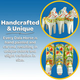 Dala Horse: White Swedish Dala Horse with Multi-Color Kurbits | Handcrafted by Nils Olsson in Sweden