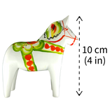 Dala Horse: White Swedish Dala Horse with Multi-Color Kurbits | Handcrafted by Nils Olsson in Sweden