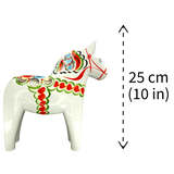 Dala Horse: White Swedish Dala Horse with Multi-Color Kurbits | Handcrafted by Nils Olsson in Sweden
