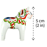 Dala Horse: White Swedish Dala Horse with Multi-Color Kurbits | Handcrafted by Nils Olsson in Sweden