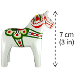 Dala Horse: White Swedish Dala Horse with Multi-Color Kurbits | Handcrafted by Nils Olsson in Sweden