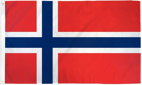 The Flag: Norway Flag – Polyester National Flag (2x3) displays a blue cross outlined in white on a red background, made from durable polyester material.