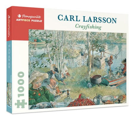 A 1,000-piece puzzle depicting Carl Larsson's crayfishing scene from the Ett hem series, featuring children joyfully gathering near a serene river.