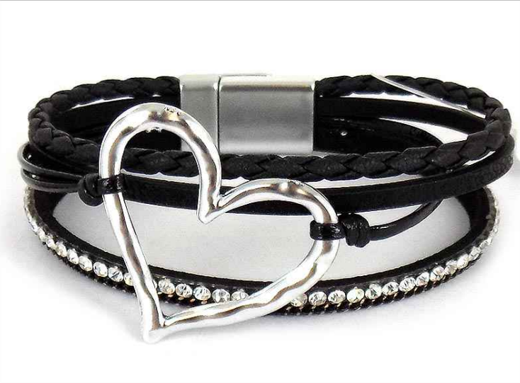 Bracelet: Hammered Heart-Magnetic Clasp