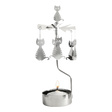 Silver-tone metal rotary candle holder with hanging cat silhouettes.
