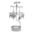 Rotary candle holder with Viking-themed hanging ornaments, “Sweden” sign on top, and a visible tealight below; inspired by Scandinavian design.