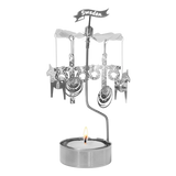 Rotary candle holder with Viking-themed hanging ornaments, “Sweden” sign on top, and a visible tealight below; inspired by Scandinavian design.