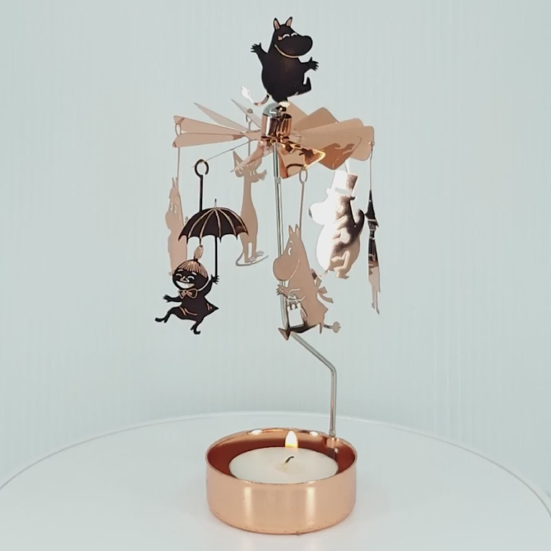 Candle Holder: Moomin Family Rose Gold Pluto Design Rotary Candle Holder