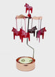 Candle Holder: Red Dala Horses with Rose-Gold Color Candle Holder & Spinner - Pluto Design Angel Chime