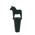 The Wine Stopper: Black "Vinkork" Wine Cork Dala Horse Bottle Stopper, featuring a black horse-shaped handle, is shown against a plain white background.