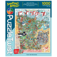 Box for a 1000-piece jigsaw puzzle with colorful Minnesota-themed illustrations and the title “Color Me Minnesota” on the cover, artwork by Kevin Cannon.