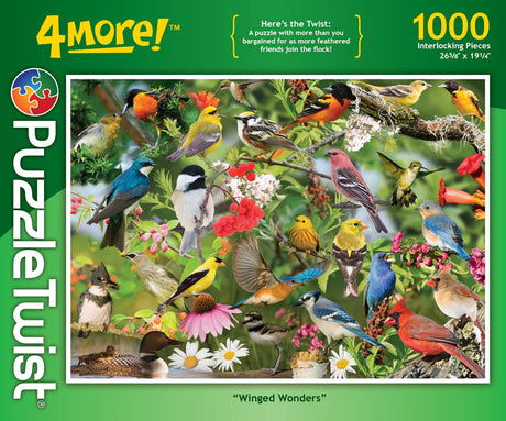 Puzzle: Winged Wonders 1000 Piece "4More!" PuzzleTwist Jigsaw Puzzle by Mike Lentz