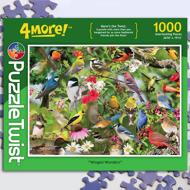 Puzzle: Winged Wonders 1000 Piece "4More!" PuzzleTwist Jigsaw Puzzle by Mike Lentz