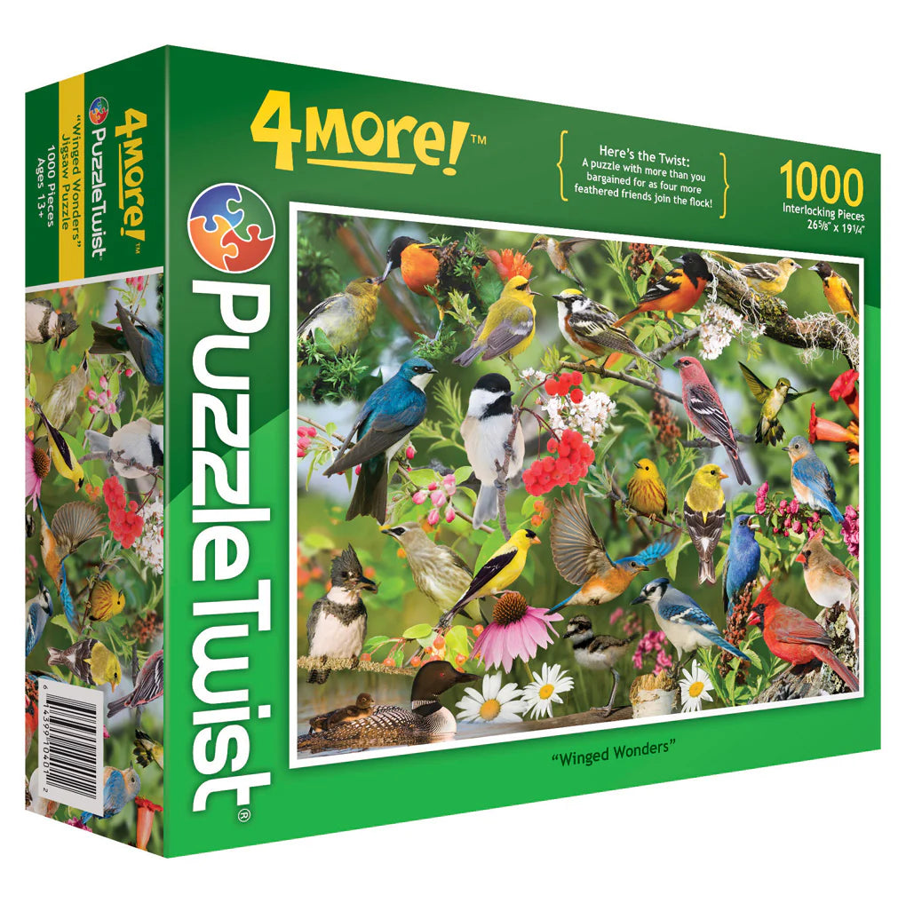 Puzzle: Winged Wonders 1000 Piece "4More!" PuzzleTwist Jigsaw Puzzle by Mike Lentz