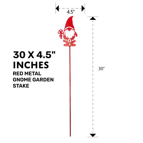 Garden Stake: Red Tomte - Gnome Metal Garden Stake (30" Height)