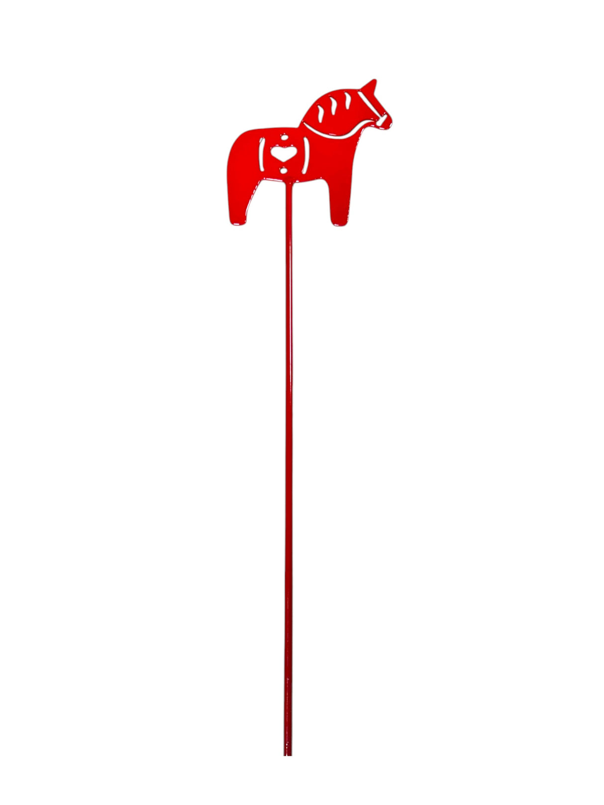 Garden Stake: Red Metal Dala Horse Garden Stake Lawn Ornament (30" Height)