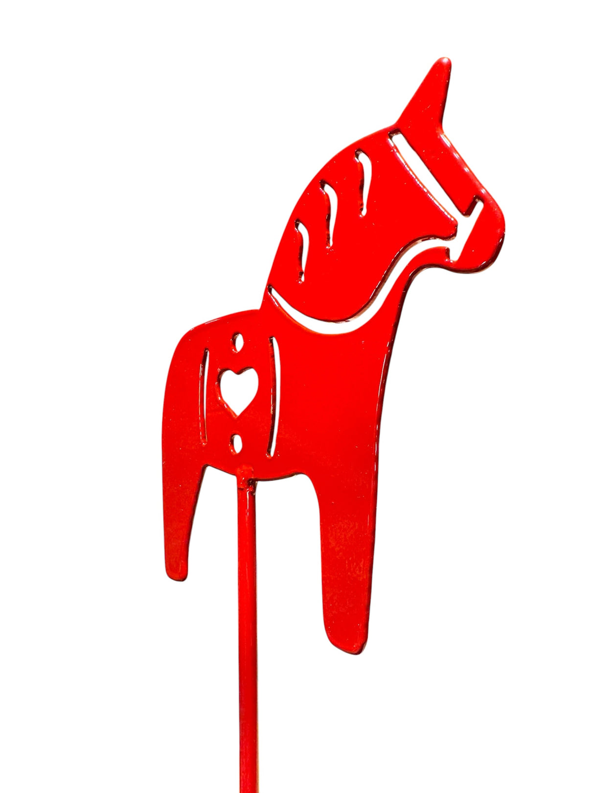 Garden Stake: Red Metal Dala Horse Garden Stake Lawn Ornament (30" Height)