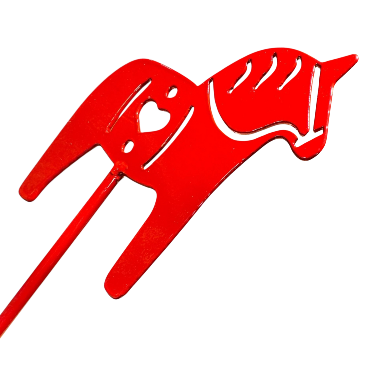 Garden Stake: Red Swedish Dala Horse Metal Garden Stake Lawn Ornament (30" Height)