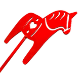 Garden Stake: Red Swedish Dala Horse Metal Garden Stake Lawn Ornament (30" Height)