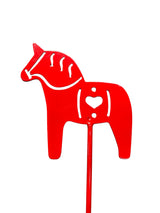 Garden Stake: Red Metal Dala Horse Garden Stake Lawn Ornament (30" Height)