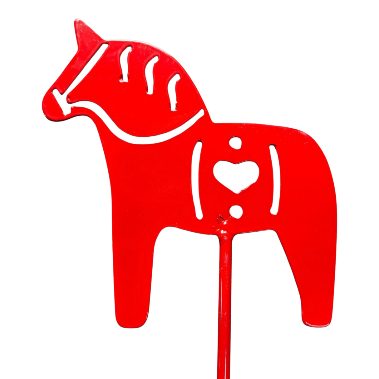 Garden Stake: Red Swedish Dala Horse Metal Garden Stake Lawn Ornament (30" Height)
