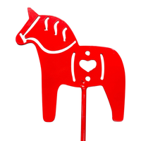 Garden Stake: Dala Horse on a Stick – Red Swedish Dala Horse Garden Stake, 30"