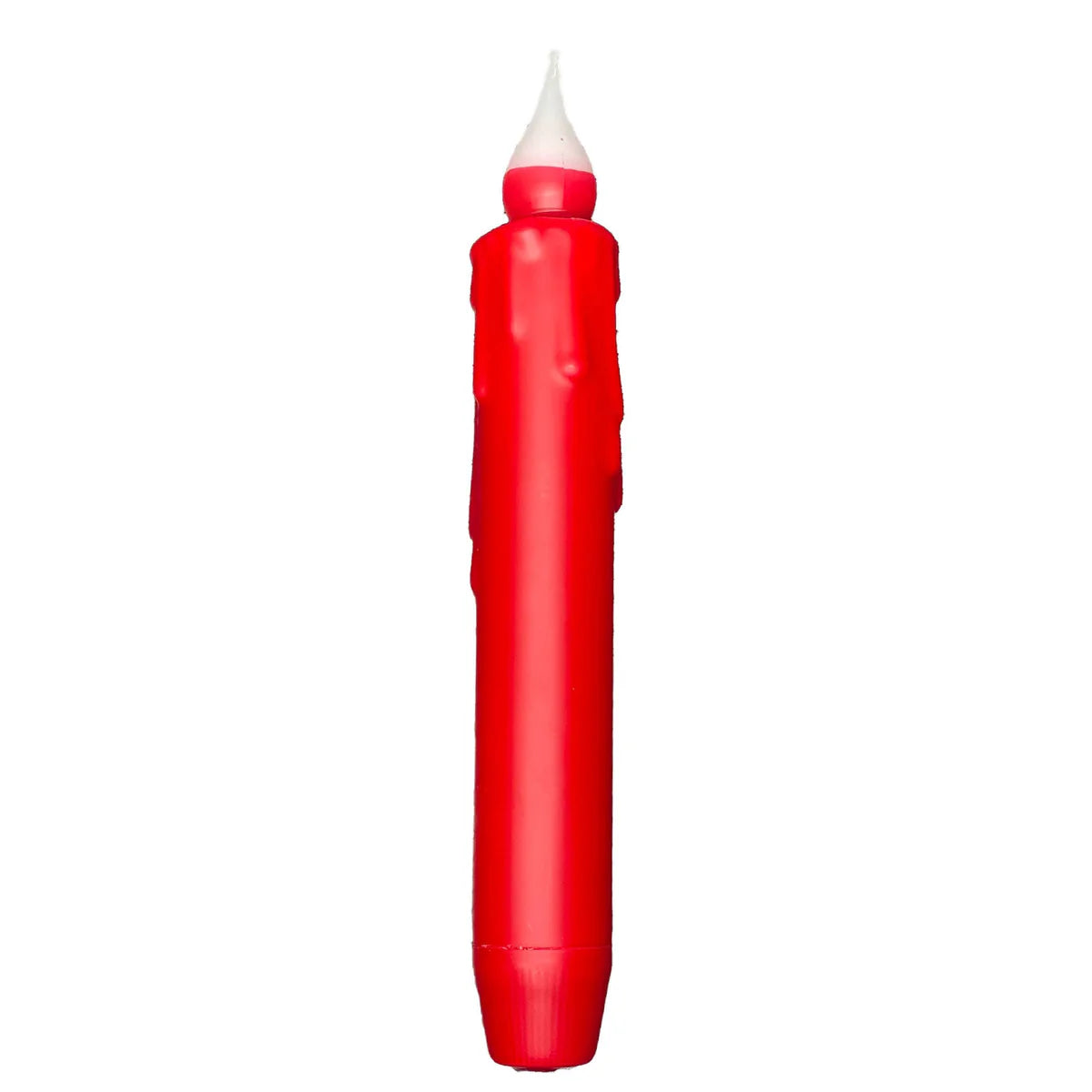 A single red marker pen stands upright with a white tip against a white background, reminiscent of the minimalist look of the Hand-Dipped Beeswax 7 Tapered LED Light Candle.