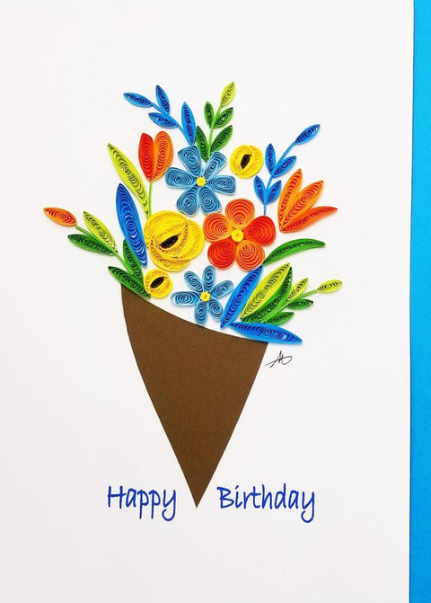 Cards: Flower Birthday Quilling