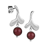 Introducing our Lingonberry Silver Earrings, featuring a unique Scandinavian design. These silver earrings showcase a delicate leaf motif paired with dangling red spheres resembling lingonberries, making them a standout piece from Finnfeelings jewelry.
