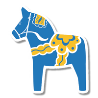 Nordic Sticker: Swedish Dala Horse Sticker (2.5 x 4 inches), (Red, Blue, or Yellow)