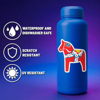 Nordic Sticker: Swedish Dala Horse Sticker (2.5 x 4 inches), (Red, Blue, or Yellow)