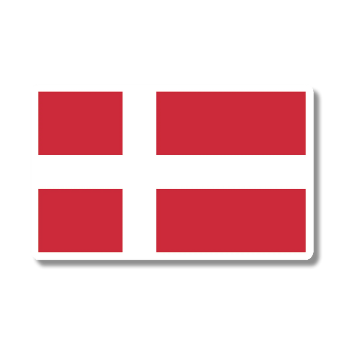 Sticker with a red background and a white Scandinavian cross extending to the edges, resembling the Danish flag.