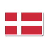 Sticker with a red background and a white Scandinavian cross extending to the edges, resembling the Danish flag.