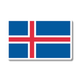 Sticker of the Icelandic flag, featuring a red cross outlined in white on a blue rectangular background.