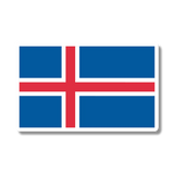 Sticker of the Icelandic flag, featuring a red cross outlined in white on a blue rectangular background.