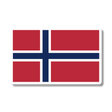 Rectangular sticker showing the Norwegian flag with a red background and an indigo blue Nordic cross outlined in white.