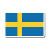 Sticker with a blue background and a yellow Nordic cross extending to the edges, representing the Swedish flag.