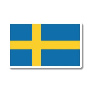 Sticker with a blue background and a yellow Nordic cross extending to the edges, representing the Swedish flag.
