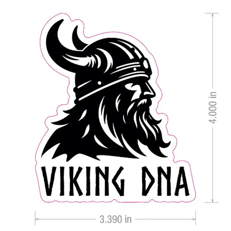 Show your Nordic pride with the Swedish Gift Store’s Nordic Sticker: Viking DNA Sticker – Unleash Your Inner Warrior. This striking black and white illustration features a Viking with a helmet and beard, boldly labeled “Viking DNA” below. Measuring 4 inches tall by 3.45 inches wide, it’s the perfect sticker for celebrating your love of history and heritage.