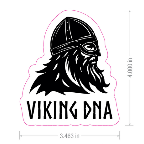 Show your Norse pride with the Sticker: Viking DNA Sticker with Period Accurate Helmet (3.45″ x 4″) by Swedish Gift Store. Featuring a detailed bearded Viking in a historically accurate helmet, facing right above the bold “VIKING DNA” text, this Nordic sticker is perfect for anyone celebrating their heritage. Image dimensions are 3.45 inches wide by 4 inches tall.