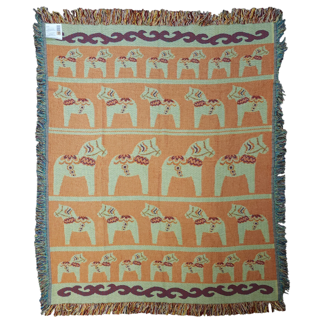 Blanket: Swedish Dala Horse 100% Cotton Woven Blanket 50"x60"