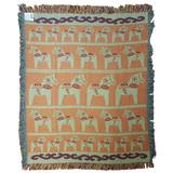 Blanket: Swedish Dala Horse 100% Cotton Woven Blanket 50"x60"