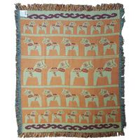 Blanket: Swedish Dala Horse 100% Cotton Woven Blanket 50"x60"