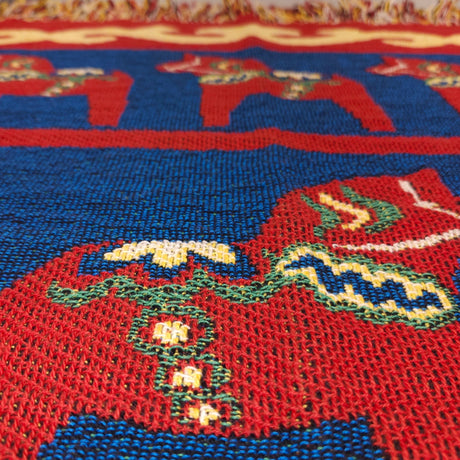 Blanket: Swedish Dala Horse 100% Cotton Woven Blanket 50"x60"