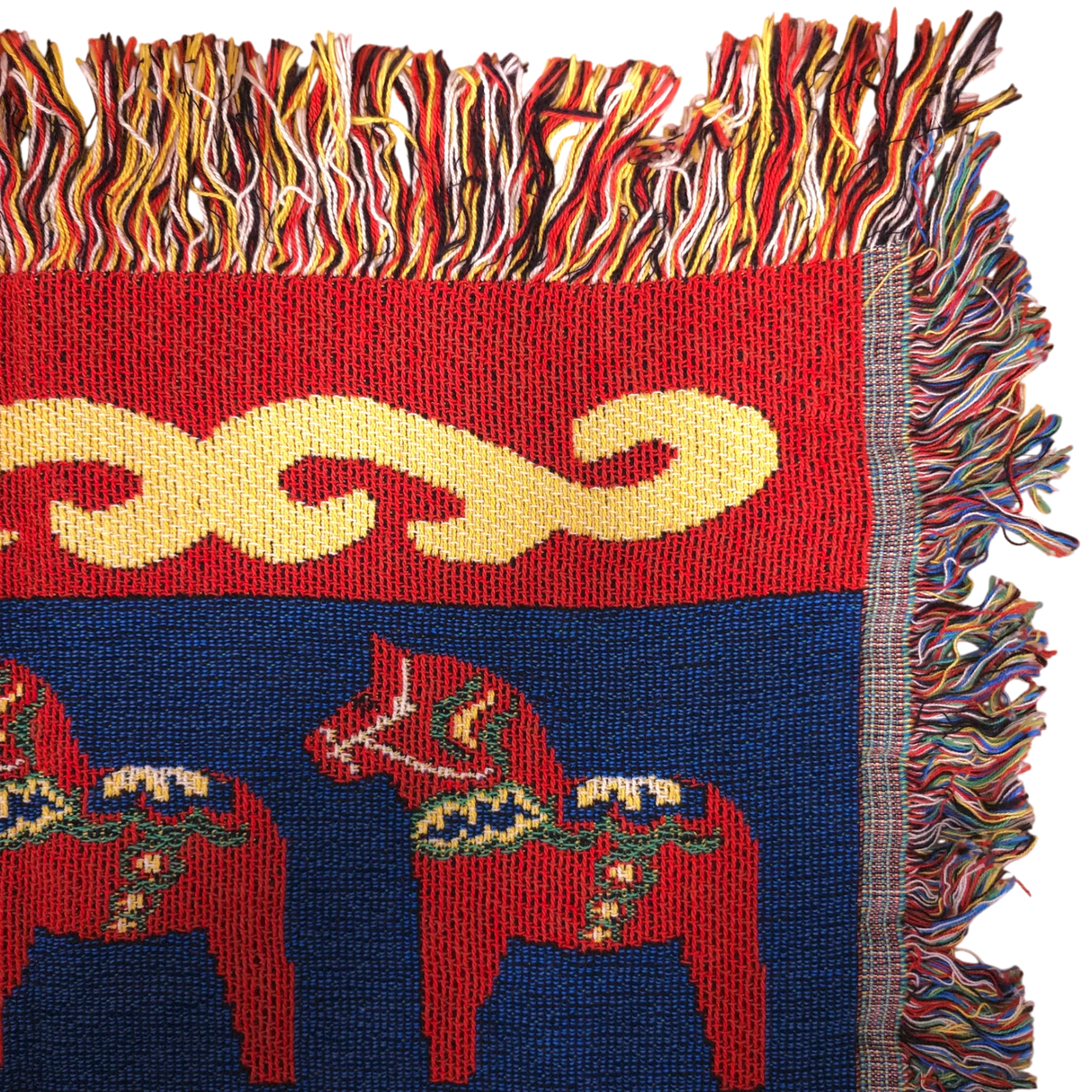 Blanket: Swedish Dala Horse 100% Cotton Woven Blanket 50"x60"