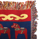Blanket: Swedish Dala Horse 100% Cotton Woven Blanket 50"x60"