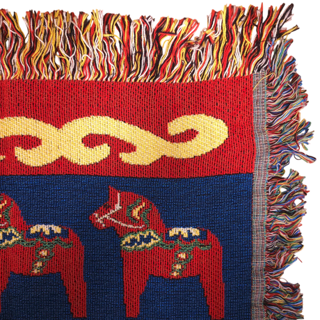 Blanket: Swedish Dala Horse 100% Cotton Woven Blanket 50"x60"